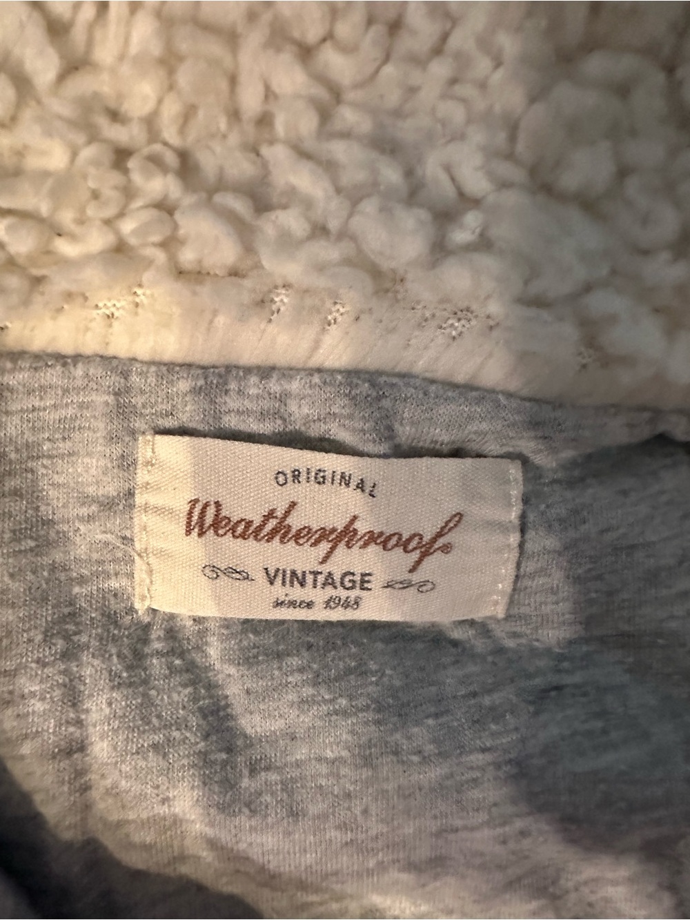 2/$15 Cream Pocketed Sherpa Pullover with Blue-Gray Chevron - Picture 7 of 9